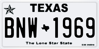 TX license plate BNW1969