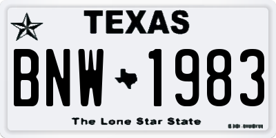 TX license plate BNW1983
