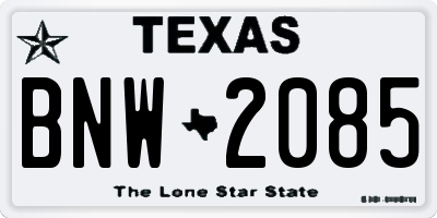 TX license plate BNW2085