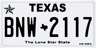 TX license plate BNW2117