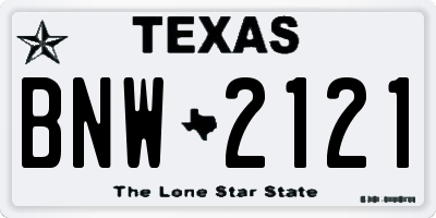 TX license plate BNW2121