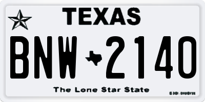 TX license plate BNW2140