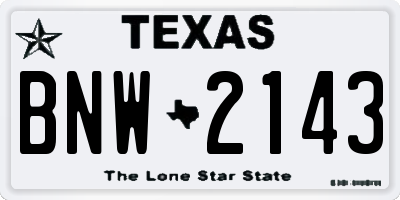 TX license plate BNW2143