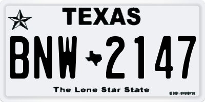 TX license plate BNW2147