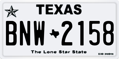 TX license plate BNW2158