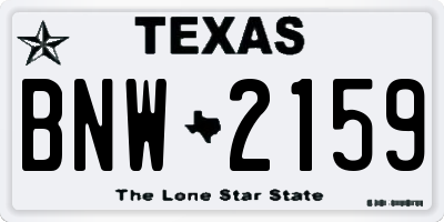 TX license plate BNW2159