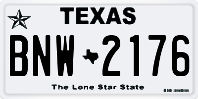 TX license plate BNW2176