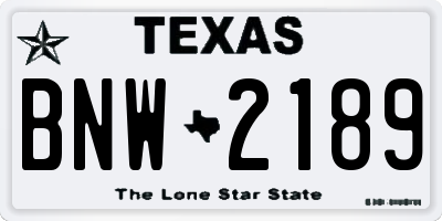 TX license plate BNW2189