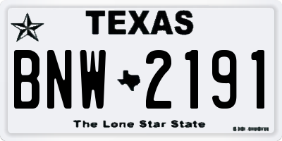 TX license plate BNW2191