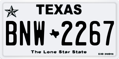 TX license plate BNW2267