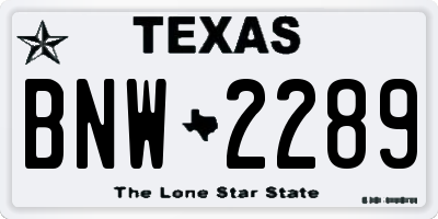 TX license plate BNW2289