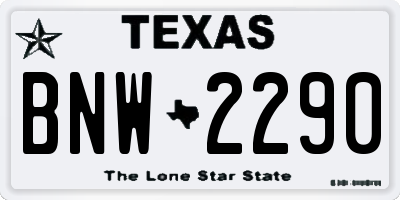 TX license plate BNW2290