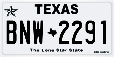 TX license plate BNW2291