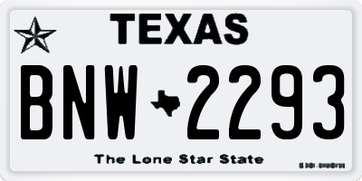 TX license plate BNW2293