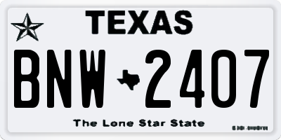 TX license plate BNW2407