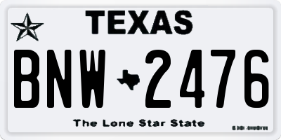 TX license plate BNW2476