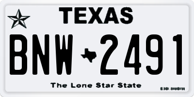 TX license plate BNW2491