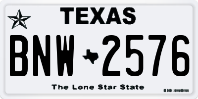 TX license plate BNW2576