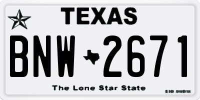 TX license plate BNW2671
