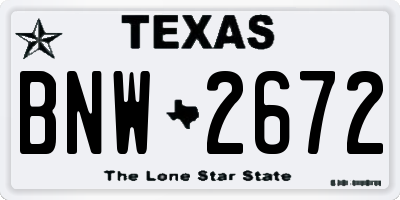 TX license plate BNW2672