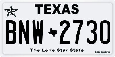 TX license plate BNW2730