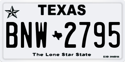 TX license plate BNW2795