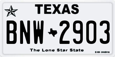 TX license plate BNW2903