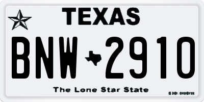 TX license plate BNW2910