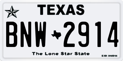 TX license plate BNW2914