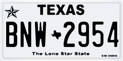 TX license plate BNW2954