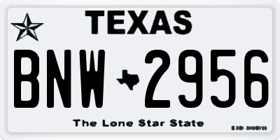 TX license plate BNW2956
