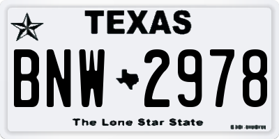 TX license plate BNW2978
