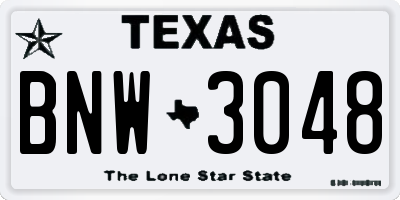 TX license plate BNW3048