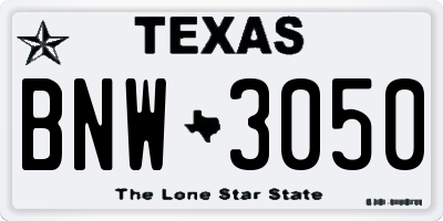 TX license plate BNW3050