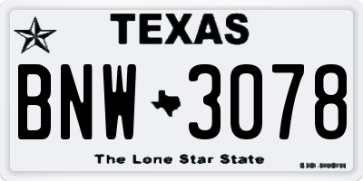 TX license plate BNW3078