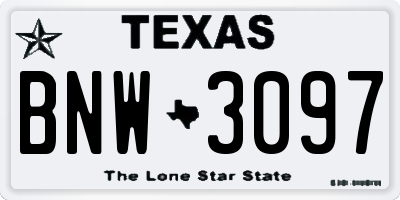 TX license plate BNW3097