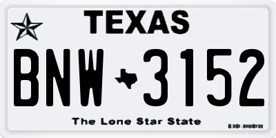 TX license plate BNW3152