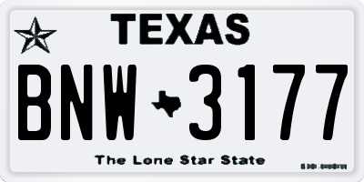 TX license plate BNW3177