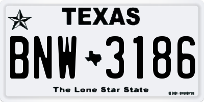 TX license plate BNW3186