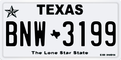 TX license plate BNW3199