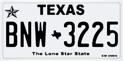 TX license plate BNW3225