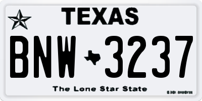 TX license plate BNW3237
