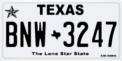 TX license plate BNW3247