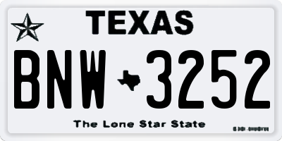 TX license plate BNW3252