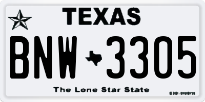TX license plate BNW3305