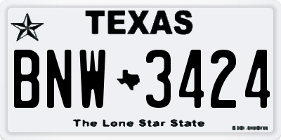 TX license plate BNW3424