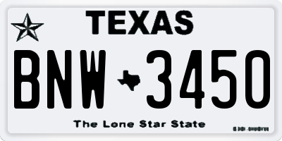 TX license plate BNW3450