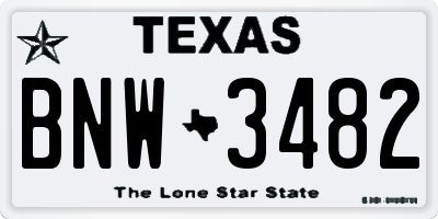 TX license plate BNW3482
