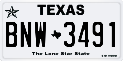 TX license plate BNW3491