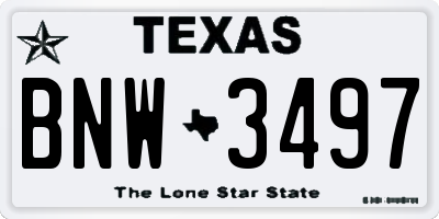 TX license plate BNW3497